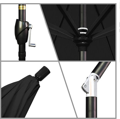 California Umbrella GSPT908302-5408 9' Round Aluminum Market, Crank Lift, Push Button Tilt, Black Pole, Sunbrella Patio Umbrella, 9-Feet