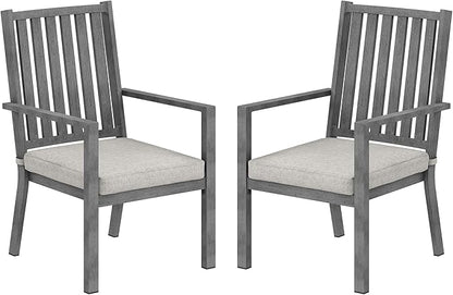 Patio Dining Chair Set of 2, Aluminum Outdoor Dining Chairs with Waterproof Cushions, Metal Outdoor Patio Furniture Seating for Porch, Balcony, Deck, Backyard, Gray
