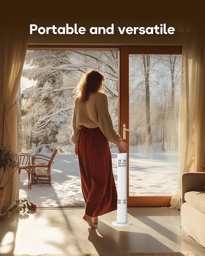 Patio Heater for Outdoor Use, 32" Electric Space Heater Indoor, Portable Infrared Heater with 60-Degree Oscillation, Timer, Remote, for Patio, Gazebo, White