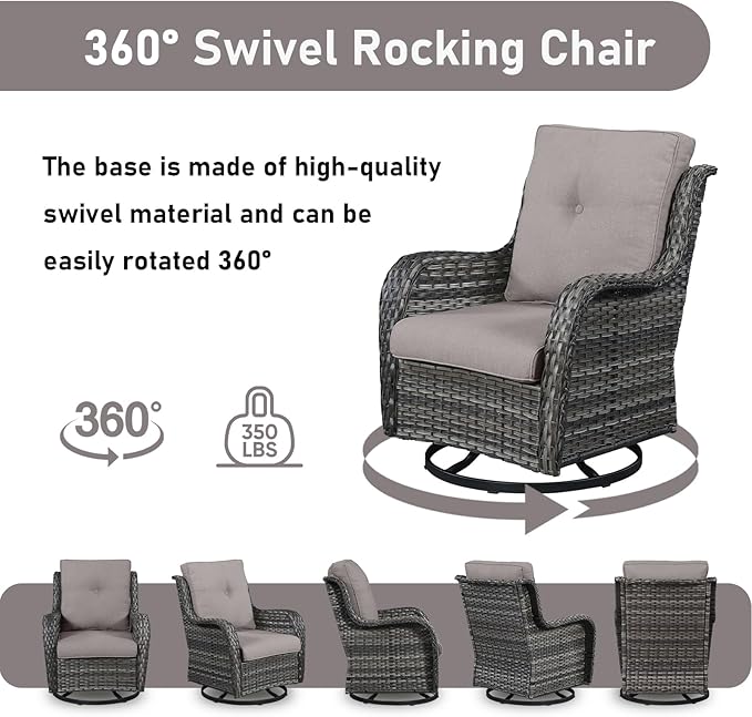 Wicker Outdoor Conversation Se with 50,000 BTU Gas Propane Fire Pit Tablet-7 Pieces Outdoor Wicker High Back Couch Patio Furniture for Deck Poolside Backyard