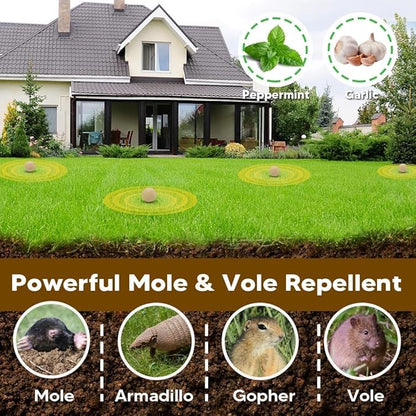 Mole Repellent, Gophers Repellent, Vole Repellant Outdoor, Armadillo Repellant Garden, Moles Control, Groundhog Repellents, Gopher Deterrent for Lawn, Keep Vole Out of Your Yard, Safe to Use-8P