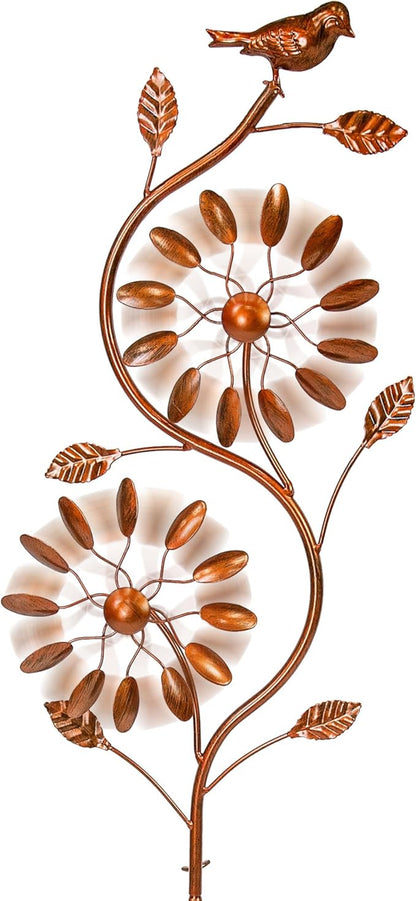 Sunnydaze Twirling Twigs Large Wind Spinners Outdoor for Garden - Spinner Yard Art with 2-Point Step-in Stake - 48" H