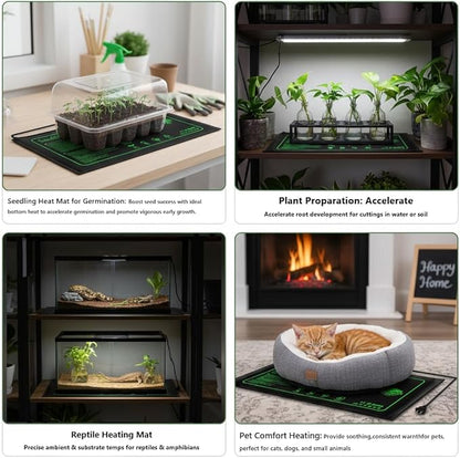 2 Pack Graphene Plant Heating Mat for 1020 Seedling Trays, 20W Waterproof Heating Pads for Seeds Germination and Microgreen Trays Thick and Reusable Gardening Gifts