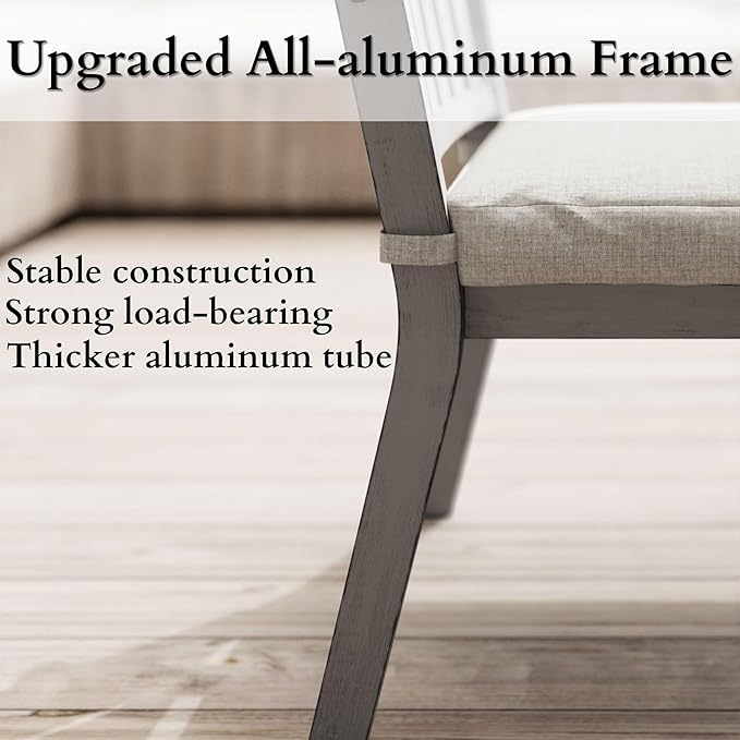 Patio Dining Chair Set of 2, Aluminum Outdoor Dining Chairs with Waterproof Cushions, Metal Outdoor Patio Furniture Seating for Porch, Balcony, Deck, Backyard, Gray