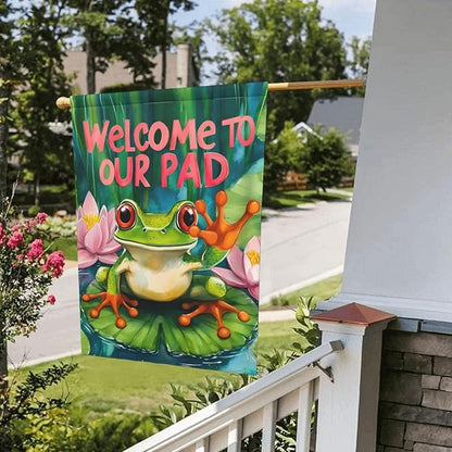 Frog Garden Flag Vertical Double Sided Outdoor Yard Flags 12.5x18 Inch Burlap Banners for House Lawn
