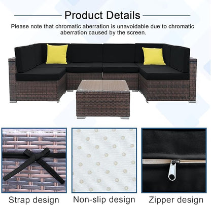 14 PCs Patio Cushion Covers for 7 PCs Outdoor Furniture Sectional Seating Sets Water Resistant Plus 2 Throw Pillows (Black, 23.6(L)*23.6(W)*4.33(T) inches)