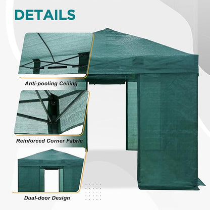 EAGLE PEAK 10x10 Walk in Shade Cloth Cover Greenhouse Instant Pop up Portable Gardening Green House with Mesh Cover, Roll up Doors, Green