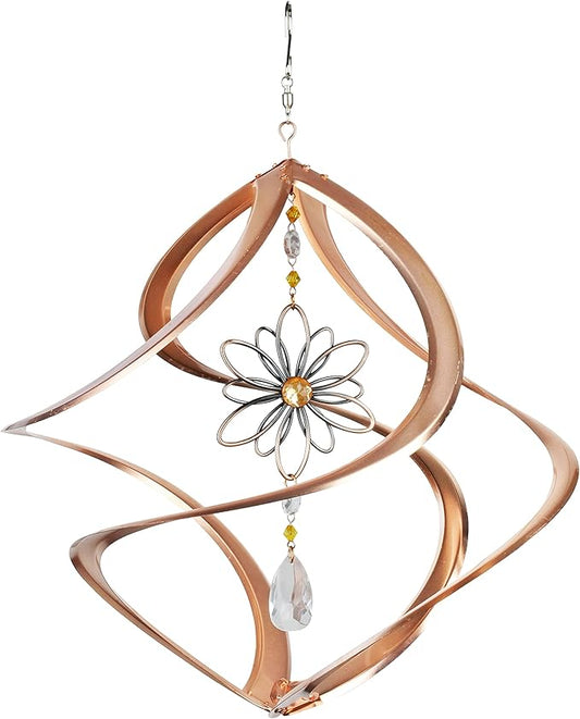 Red Carpet Studios The Original Helix Cosmix Wind Spinner Hand-Crafted Copper Plated Spiral, 14-Inch, Flower Crystal