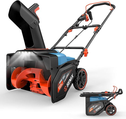 SENIX Corded Snow Blower,18 Inch Snow Thrower, Electric Snow Blower with 8" Clearing Depth, 600lbs/min, Max 33ft Throw Distance, 14Amp,1700 Watt Motor, 4 LED Lights