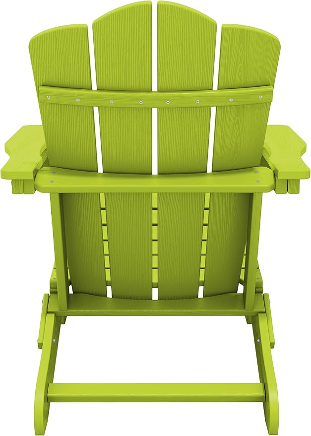 KINGYES Folding Adirondack Chair, HDPE All-Weather Patio Chairs, Wooden Textured Lawn Chair for Poolside, Backyard, Deck, Fire Pit, Apple