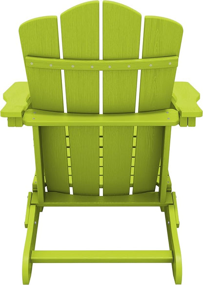 KINGYES Folding Adirondack Chair Set of 4, HDPE All-Weather Folding Adirondack Chair, Apple