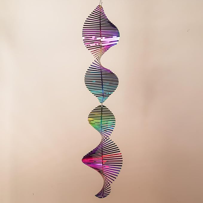 Wind Spinners Outdoor, 3D Helix Whirl, Gradient Multicolor, 24 inches Stainless Steel Metal, Hanging Wind Spinners, Garden, Yard Décor, Outside, Gifts for Women Mom Wife