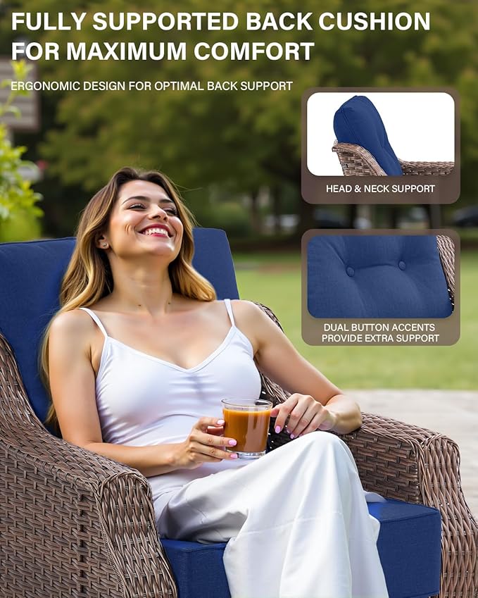 Belord Luxury Patio Furniture Set with Fire Pit Table - Outdoor Swivel Rocker Chairs Set of 4 with 30 inch Propane Fire Table for Patio Conversation and Cozy Outdoor Gatherings