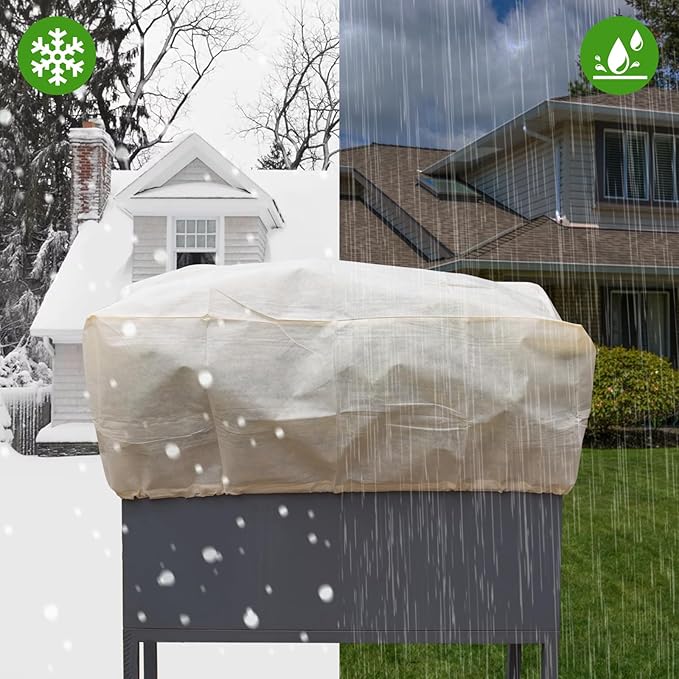 Plant Frost Cover, Rectangular Planter Plant Winter Frost Blanket, Plant Frost Tree Cover Bag with Zip Drawstring, Reusable Frost Fabric for Outdoor Plants 2 Pack (68.8x17.7x15.7INCH)