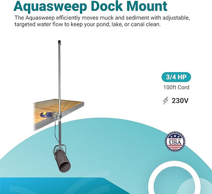 Scott Aerator 3/4 Horse Power 230V Muck Blaster - 100ft Cord | 3/4 Horse Power Aquasweep w/Dock Mount | Water Circulator | Water Agitator | Water Mover | Muck Blower