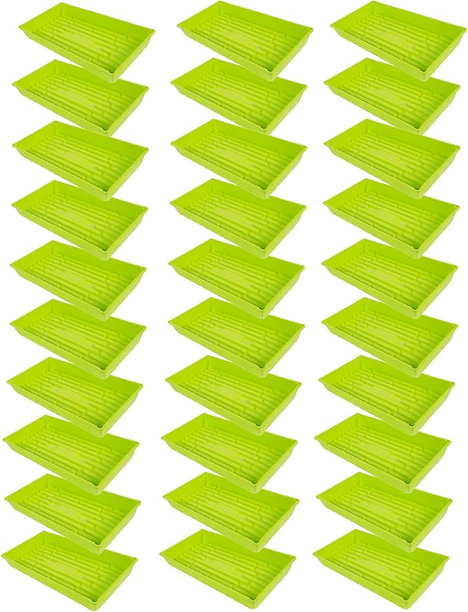 SUNPACK 10" x 20" Mega Plastic Seed Starting Tray, Lime Green, 2.5" (Pack of 30) - No Drainage Holes, Ideal for Greenhouses or Indoor Gardening - Made of Thick, Strong Plastic