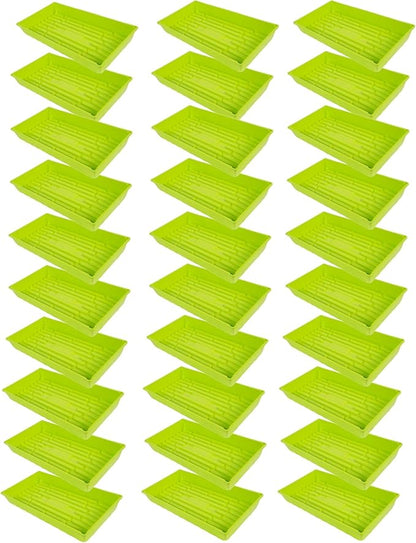 SUNPACK 10" x 20" Mega Plastic Seed Starting Tray, Lime Green, 2.5" (Pack of 30) - No Drainage Holes, Ideal for Greenhouses or Indoor Gardening - Made of Thick, Strong Plastic