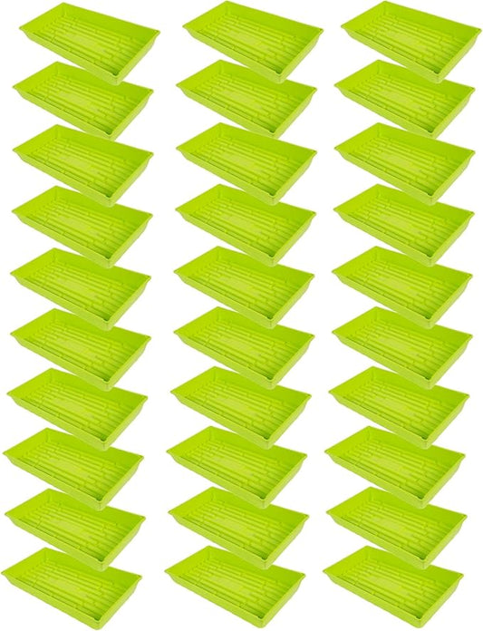 SUNPACK 10" x 20" Mega Plastic Seed Starting Tray, Lime Green, 2.5" (Pack of 30) - No Drainage Holes, Ideal for Greenhouses or Indoor Gardening - Made of Thick, Strong Plastic