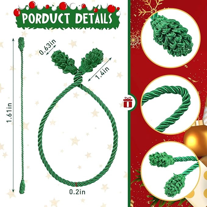 Shappy 12 Pieces Christmas Garland Banister Ties Christmas Decorative Reusable and Flexible Twist Ties for Garland, Banister Home Decoration (Red,Green)