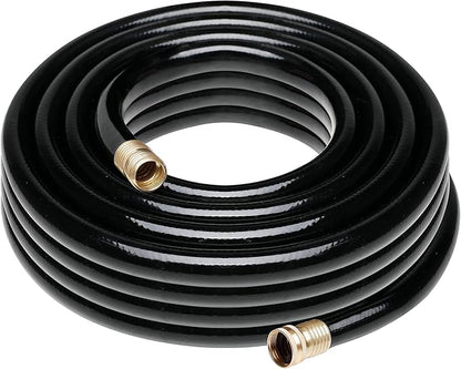 Worth Long Leader Black Garden Hose 5/8 in. x 50 ft. -Brass Aluminum Ends for Household & Yard Use -Medium Duty Durable Flexible Lightweight Water Pipe -Kink Free, No Leaking, Male/Female Fittings