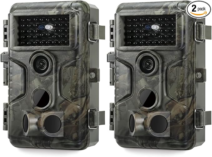 GardePro A3S Trail Camera 2 Pack, 64MP 1296p, Next-Gen Image Technology, Game Camera with Clear 100ft No Glow Night Vision, Fast 0.1s Trigger Speed Motion Activated Waterproof, H.264 MP4 Video
