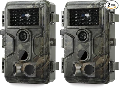GardePro A3S Trail Camera 2 Pack, 64MP 1296p, Next-Gen Image Technology, Game Camera with Clear 100ft No Glow Night Vision, Fast 0.1s Trigger Speed Motion Activated Waterproof, H.264 MP4 Video