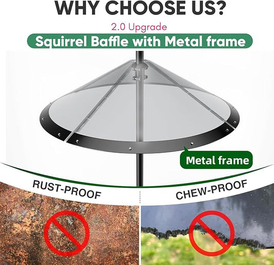 24-inch Large Outdoor Squirrel Baffles for Bird Feeders Pole, Squirrel Baffle with Metal Frame, Squirrel Guard for Bird Houses, Two Way Use, Green Color
