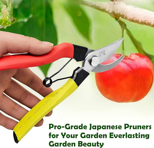 Pruning Shears for Gardening, 8-Inch Bypass Garden Shears with Sharp Steel Blade, Lightweight Garden Scissors with Spring and Lock for Trimming Branches, Flowers, Bonsai