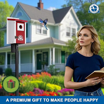 Bird Houses for Outside, Claret-Red Bird House, Bluebird Houses for Outside, Garden Decoration Birdhouses for Outdoors, Bluebird Finch Swallow Wren Chickadee
