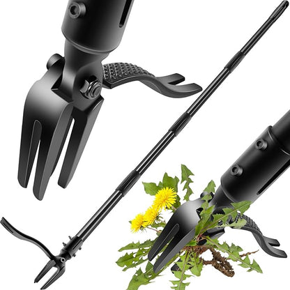 Weed Puller Tool - 63" Stand Up Weeder | 4-Claw Steel Head, 4 Adjustable Lengths | Heavy Duty Detachable Weeding Tool for Lawn/Yard/Garden | No Bending/Kneeling