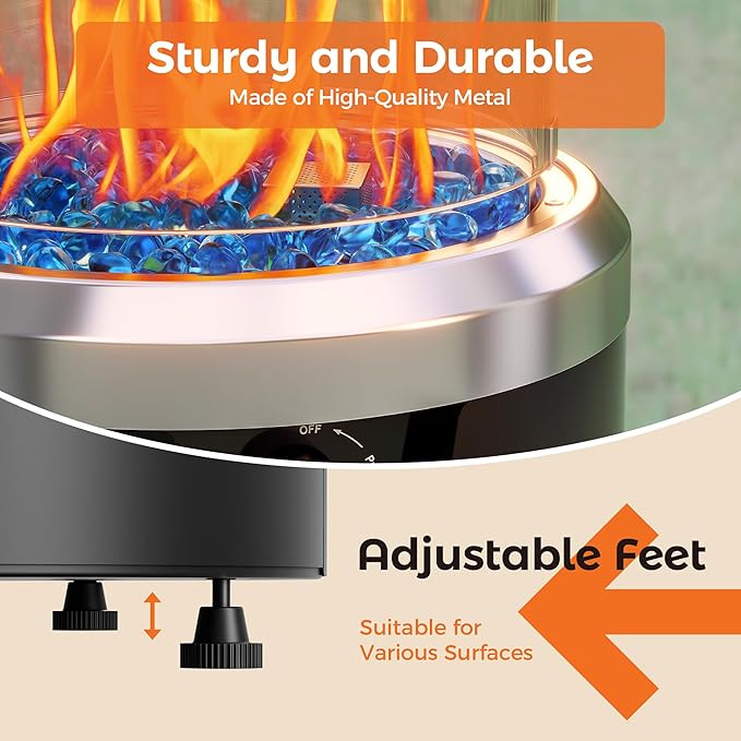 BALI OUTDOORS Propane Fire Pit Black, Column Outdoor Fire Pit Round, Outdoor Firepits for Outside Garden, Patio