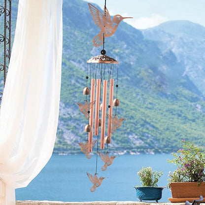 Brass Hummingbird Wind Chimes, Copper Wind-Chimes, Garden Decor, Gifts for Women, Gifts for Mom, Windchimes Outdoor, Memorial WindChimes, Wind Bell
