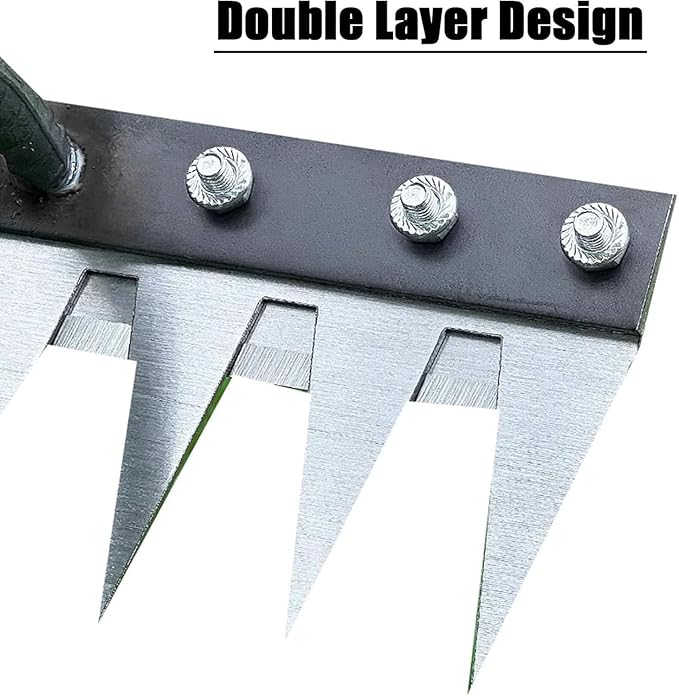 Iron Rake 2.0, Upgraded Iron Weeding Rakes 2.0, Iron Rake for Gardening and Weeding, Multifunctional Heavy-Duty Iron Rakes Gardening Hand Weeder Tools, Durable ＆ Lightweight (8 Teeth)