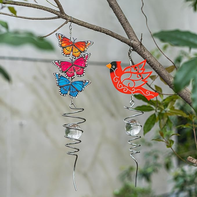 Topadorn 18" Cardinal Metal Wind Spinner - Outdoor Hanging Garden Decor for Yard & Patio
