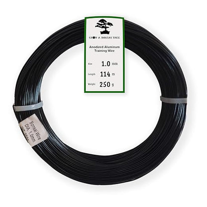 Anodized Aluminum 1.0mm Bonsai Training Wire 250g Large Roll (375 feet) - Choose Your Size and Color (1.0mm, Black)