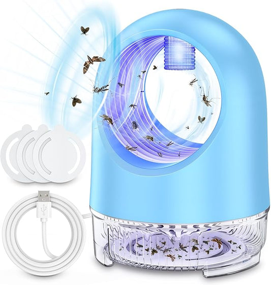 Indoor Fruit Fly Trap, Fan Powered Bug Catcher for Home, Effective Traps for Fruit Flies, Gnats, Mosquitoes & Moths (Blue)