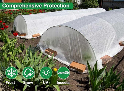 KLEWEE Plant Covers Freeze Protection 10 x 33 Ft, 1.05 oz/yd² Thicker Frost Cloths Blankets for Outdoor Plants, Plant Covers for Winter, Garden Floating Row Cover