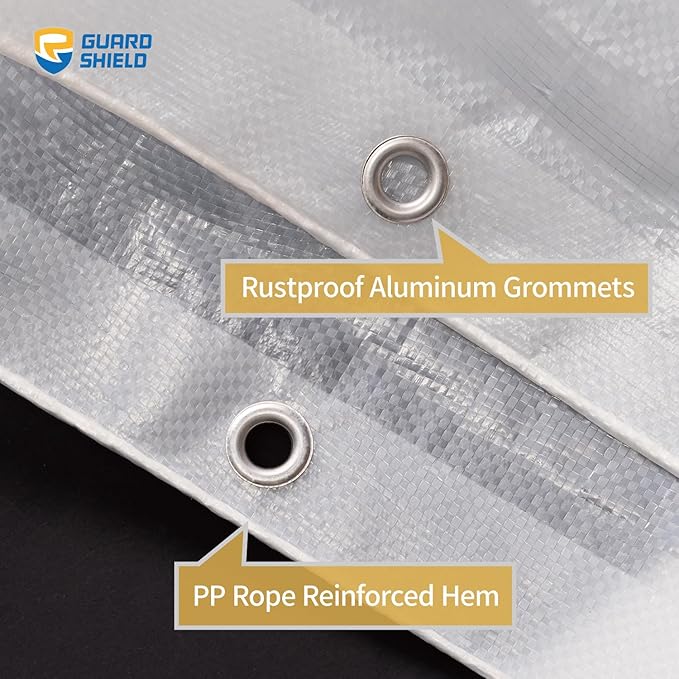 GUARD SHIELD Clear Tarp Heavy Duty 12x20 Feet Waterproof for Outdoor Garden Poly Cover UV Resistant Transparent Tarpaulin10mil