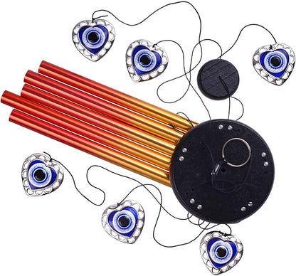 Blue Evil Eye Heart-Shaped Wind Chimes Outdoor Decor, Heart - Evil Eye Wind Bells, Mobile Evil Eye Windcatcher, Blue Evil Eye Amulet Wind Chimes for Home, Gifts for Mom,Balcony,Patio,Garden Decoration