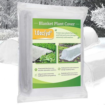 Alphatool 10 ft x 30 ft Plant Covers Freeze Protection - Thick Frost Cloths Blankets for Outdoor Plants, 1.0oz/yd² Non-Woven Fabric Floating Row Cover, Garden Covers for Raised Beds