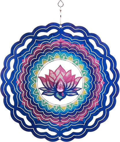 SPRING SONG Mandala Lotus Kinetic Wind Spinner for Yard and Garden Stainless Steel Spinner Indoor and Outdoor Hanging Decor Crafts Ornaments Kinetic Art Spinner Hanging Wind Spinners Decor Gifts