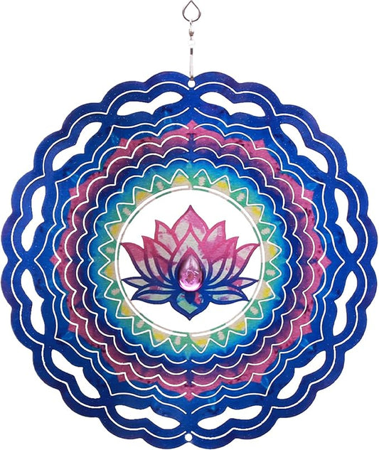 SPRING SONG Mandala Lotus Kinetic Wind Spinner for Yard and Garden Stainless Steel Spinner Indoor and Outdoor Hanging Decor Crafts Ornaments Kinetic Art Spinner Hanging Wind Spinners Decor Gifts