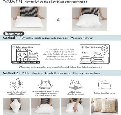 MIULEE 12x18 Pillow Insert Throw Pillow Insert, Outdoor Pillows Water-Resistant Premium Outdoor Pillow Stuffer Sham Lumbar for Couch Sofa Patio Furniture Cushion Porch Swing