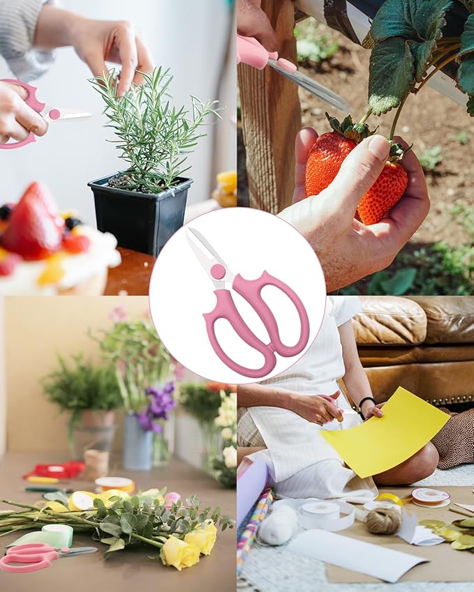 Pink Flower Scissors, Thickened Stainless Steel Floral Pruning Snips – Sharp Garden Clippers for Fresh Flowers, Flower Arrangement Supplies, DIY Floral Cutting Scissor (2 PCS Pink)