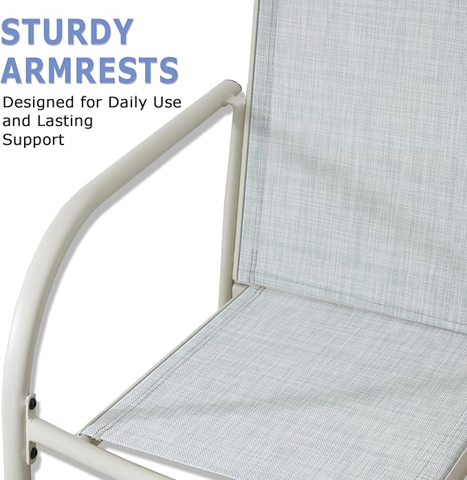 Patio Chairs Set of 8, Outdoor Dining Chairs with Breathable Textilene Fabric, Stackable Patio Chairs for Lawn, Garden, Backyard, Poolside, Beige
