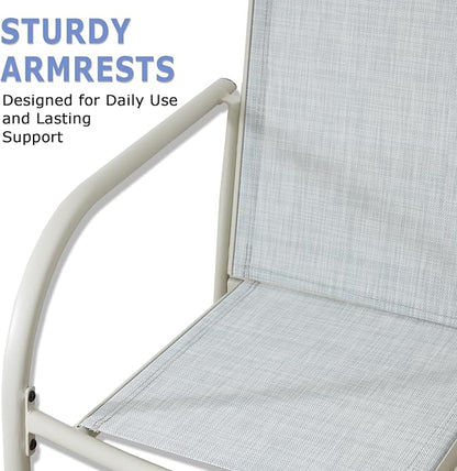 Patio Chairs Set of 8, Outdoor Dining Chairs with Breathable Textilene Fabric, Stackable Patio Chairs for Lawn, Garden, Backyard, Poolside, Beige