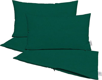 RSH DECOR: Sunbrella Pillow Covers Set of 4 | Covers Only - 26" x 16" | Outdoor Lumbar Pillow Covers Crafted with Sunbrella Performance Fabric | Canvas Forest Green