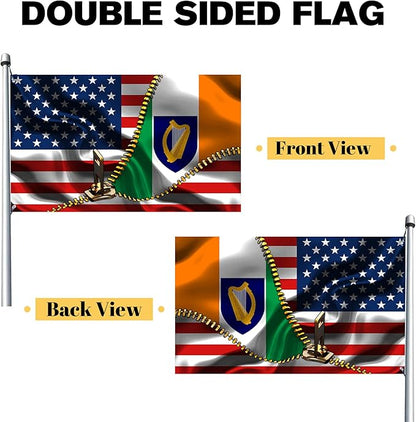 Vintage American America Usa Ireland Irish Flags For Outside Yard 3x5 Ft Double Sided Printed 100d Polyester Lightweight Garden Welcome Outdoor Banner Brass Grommets