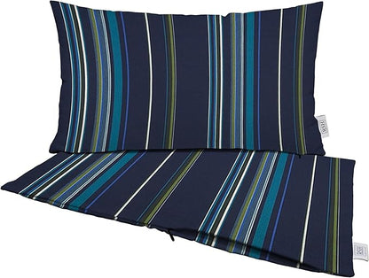 RSH DECOR: Sunbrella Pillow Covers Set of 2 | Covers Only - 20" x 12" | Outdoor Lumbar Pillow Covers Crafted with Sunbrella Performance Fabric | Stanton Lagoon