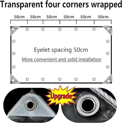 4' X 6' Clear Vinyl Tarp, 14 Mil Clear Tarps Heavy Duty Water Resistant, 400g/m² Thickened Tear Resistant with Metal Grommets, for Patio Porch and Garden Chicken Coop